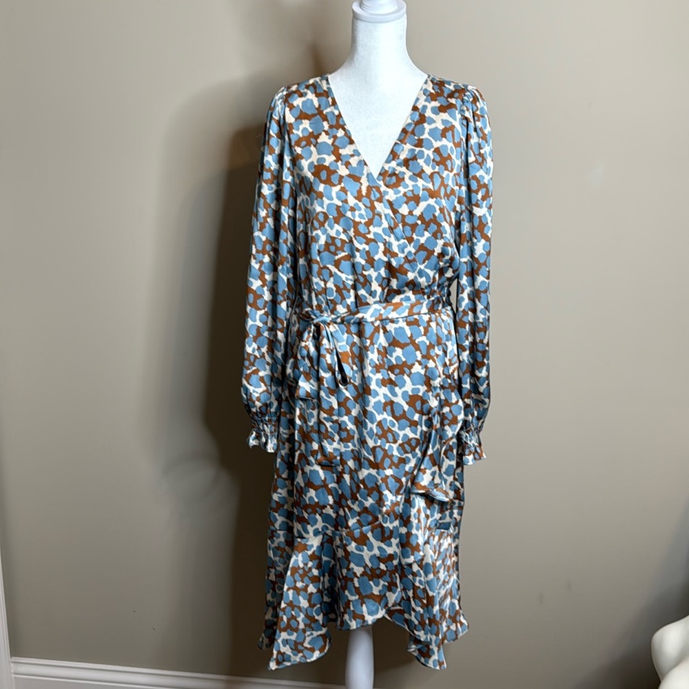 Jade Melody Tam brown and blue animal print print dress size M